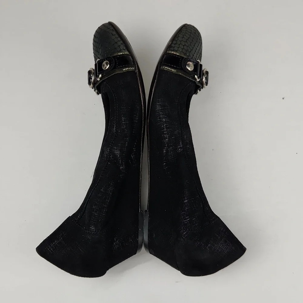 AGL Attilio Giusti Leomaran Monica Snake Cap Toe Leather Ballet Flats Italy